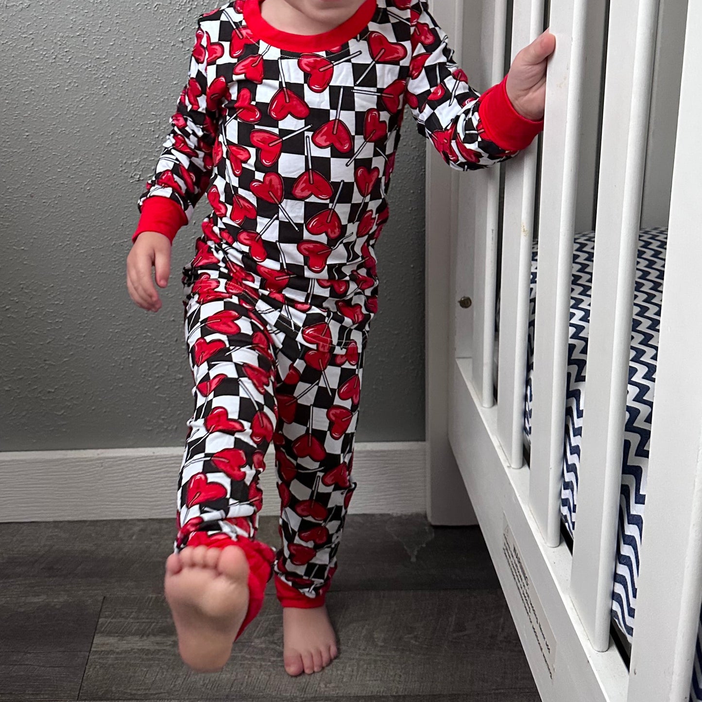 Checkered Heart Suckers Bamboo - 18/24m - RTG