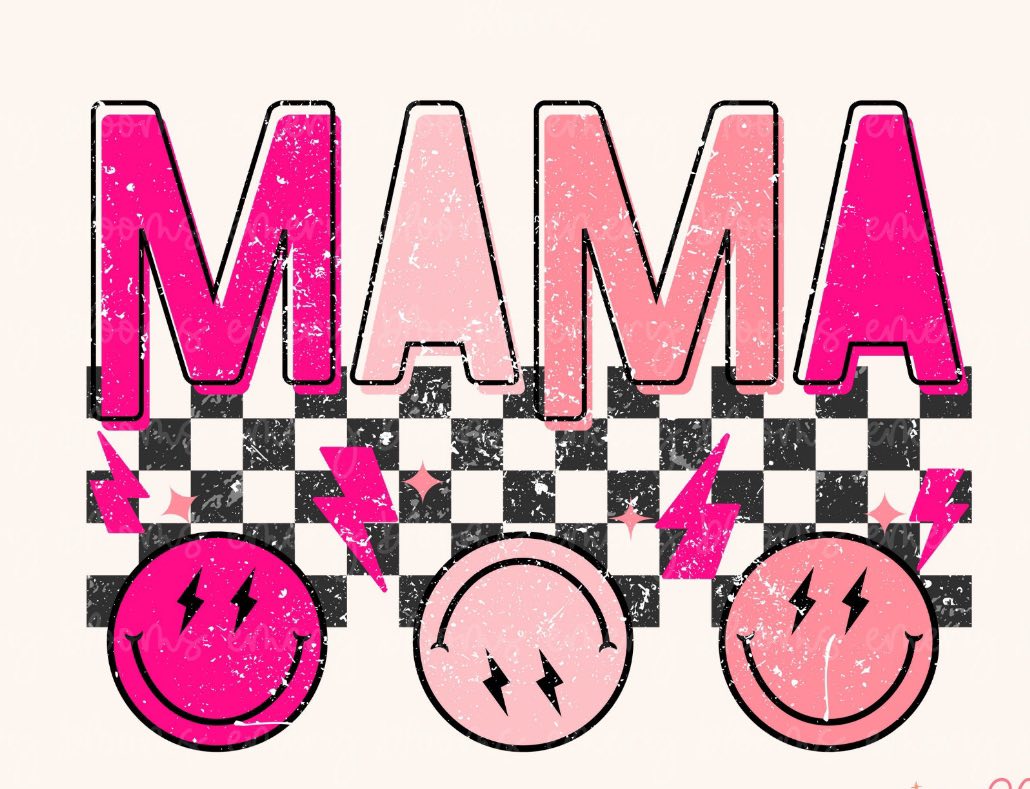 Mama - Pink Smileys and Checker