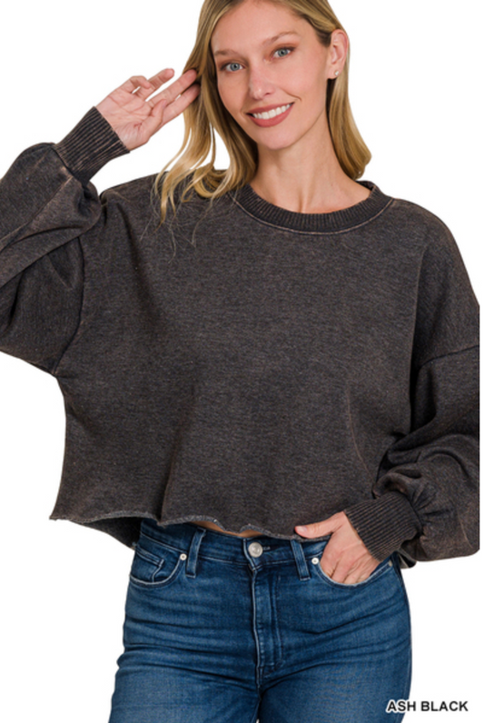 Penelope Acid Washed Cropped Pullover - RTG