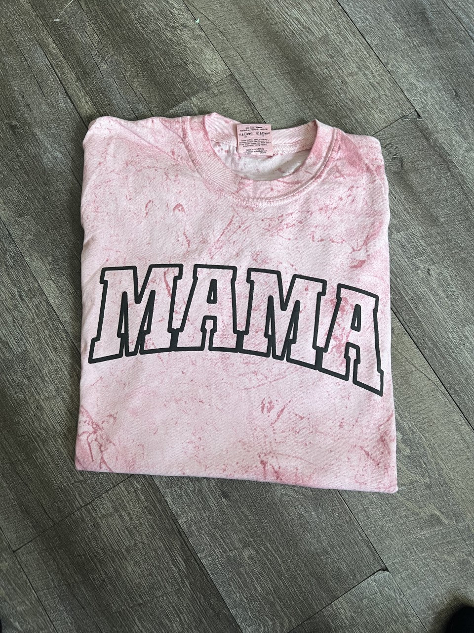 MAMA Puff Print Red/Black - Comfort Colors TieDye